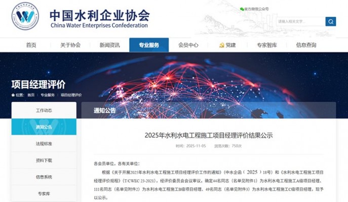 实力认证！球王会（中国）2025年水利水电工程施工项目经理评价荣获表彰